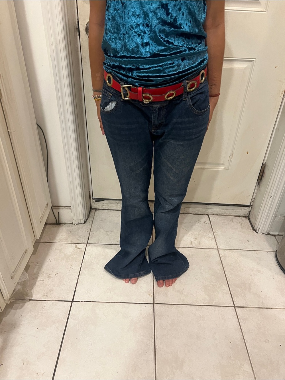 Dark Blue Y2K Flared Jeans